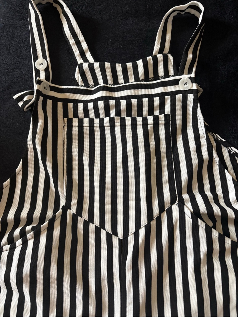 HALARA Black & White Vertical Stripe Romper - Picture 3 of 5
